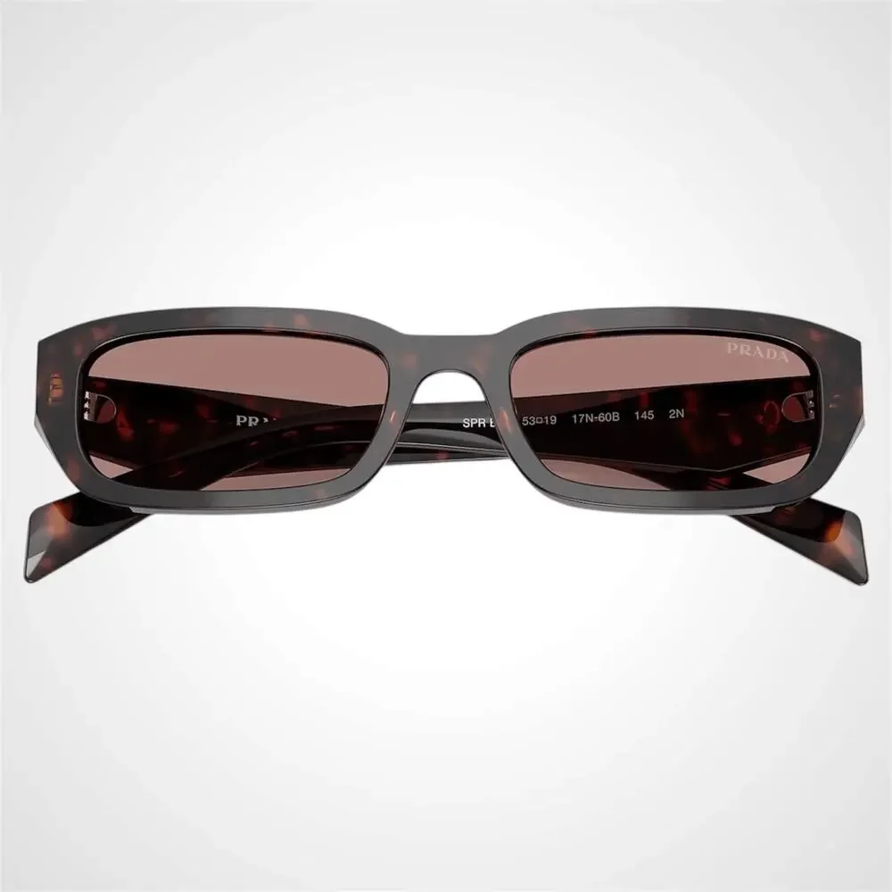 New PRADA Sunglasses Brown Tortoise Symbole Logo Rectangle w/ Case - Picture 4 of 6